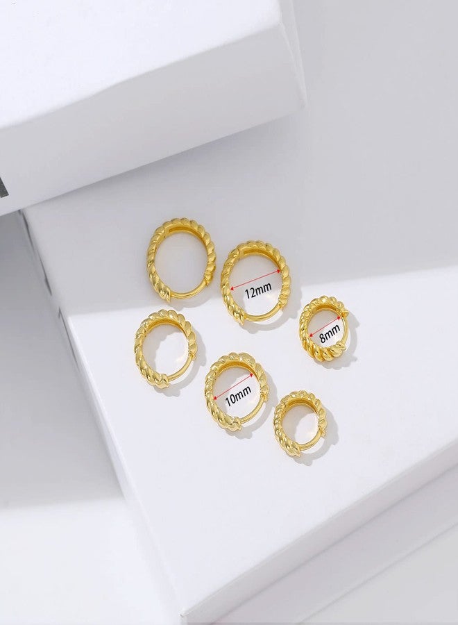 Fiusem أقراط فيوسيم هاجي الصغيرة للنساء، مطلية بالذهب عيار 14 قيراطًا، مضادة للحساسية، أقراط صغيرة ملتوية، حلقات صغيرة 12 مم - Image 5